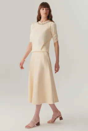 Ivory Flowing Midi Skirt