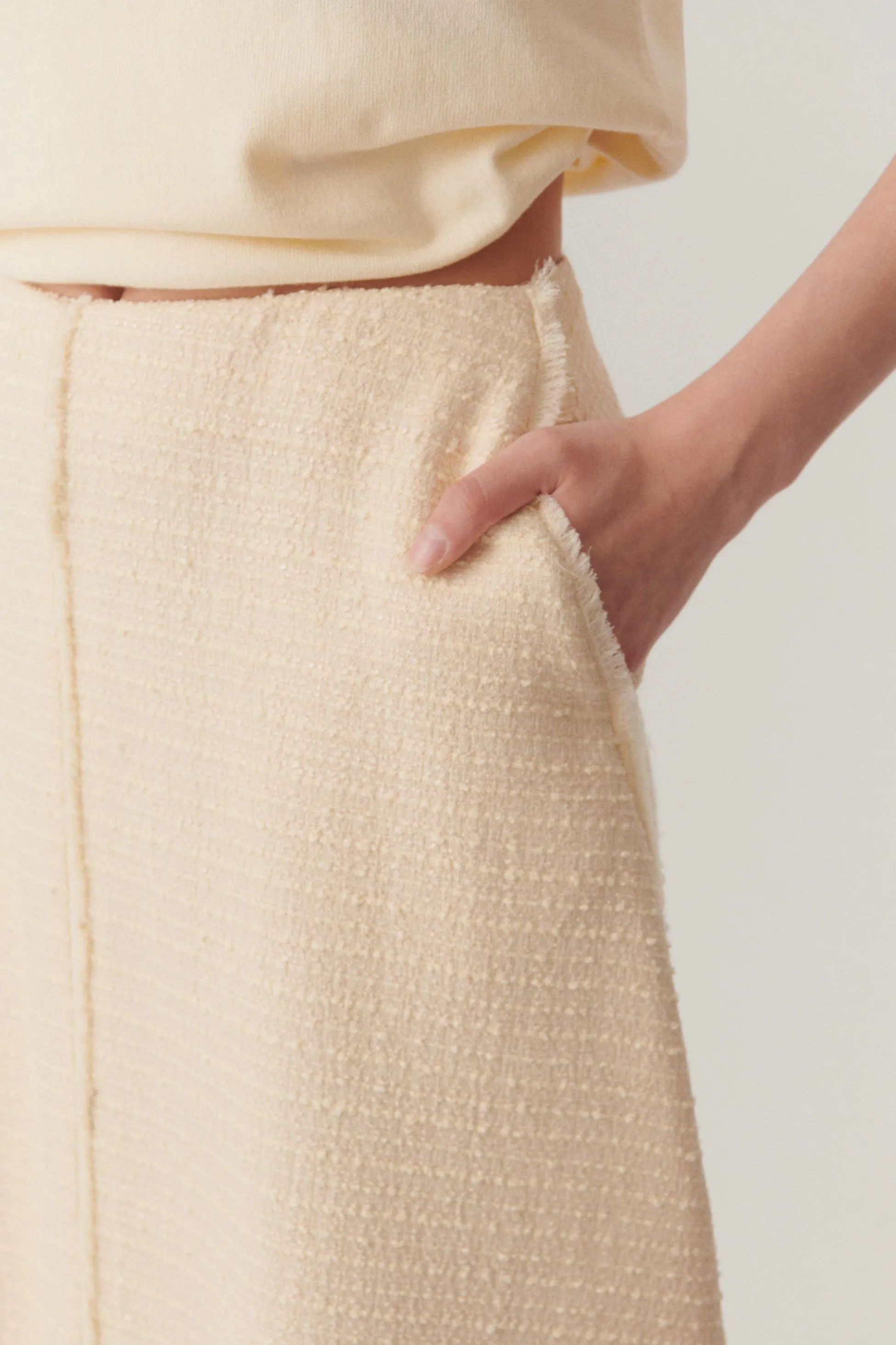 Ivory Flowing Midi Skirt