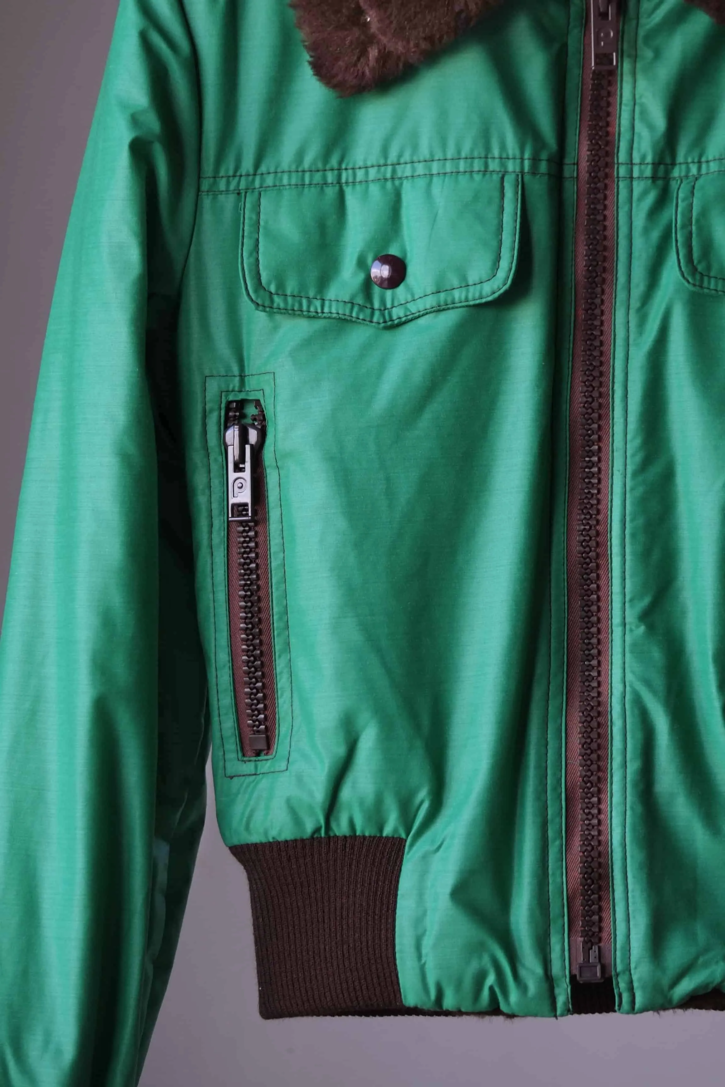 JEAN BOURGET 70s Bomber Jacket with Fur Collar
