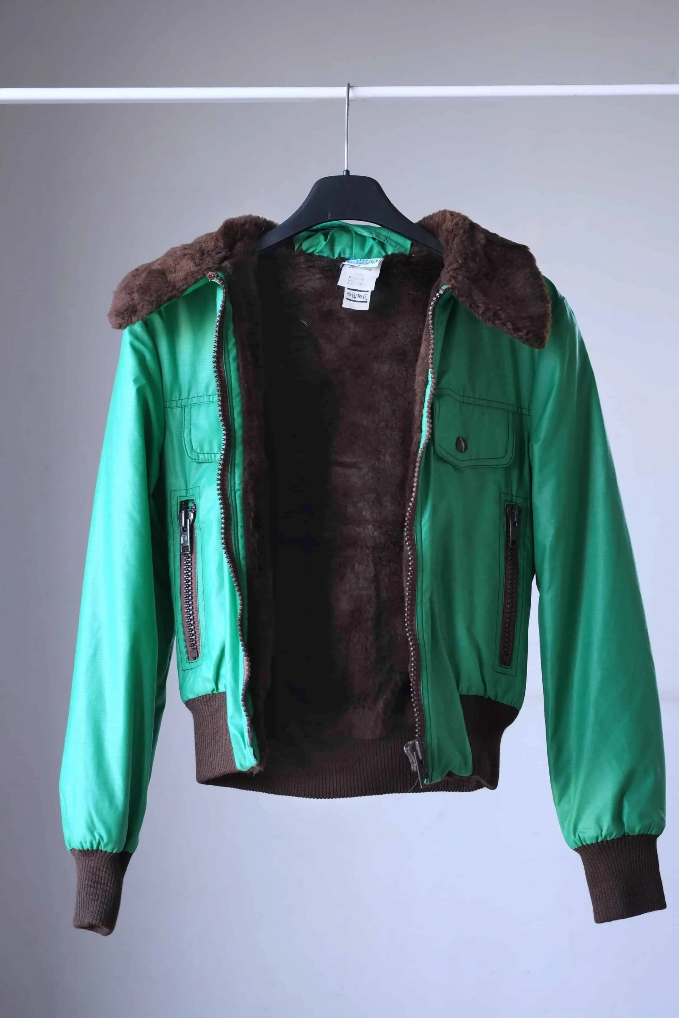 JEAN BOURGET 70s Bomber Jacket with Fur Collar