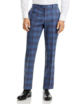 John Varvatos Star Usa Mens Slim Fit Flat Plaid Suit Dress Pants Blue Size 32
