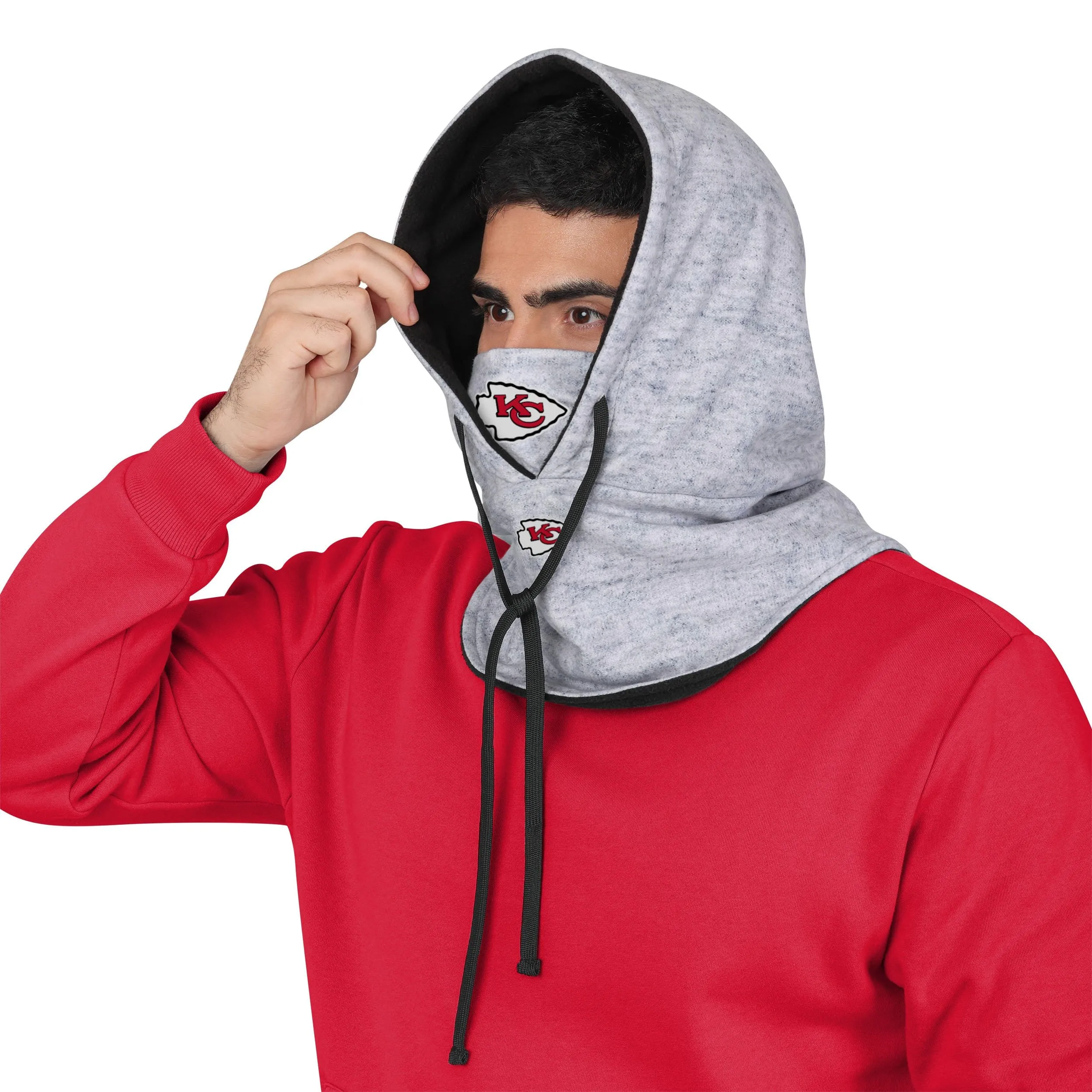 Kansas City Chiefs NFL Heather Gray Drawstring Hooded Gaiter Scarf