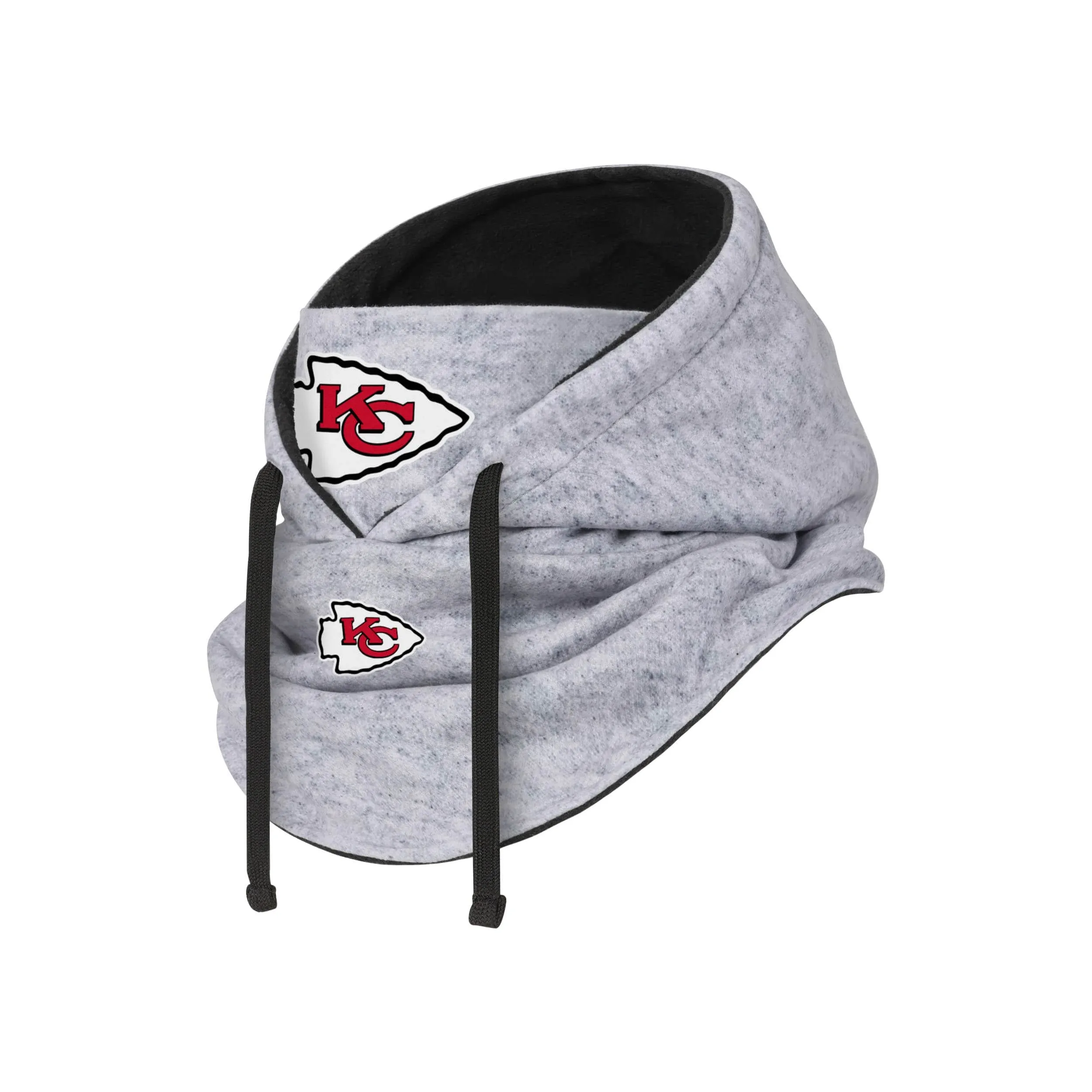 Kansas City Chiefs NFL Heather Gray Drawstring Hooded Gaiter Scarf