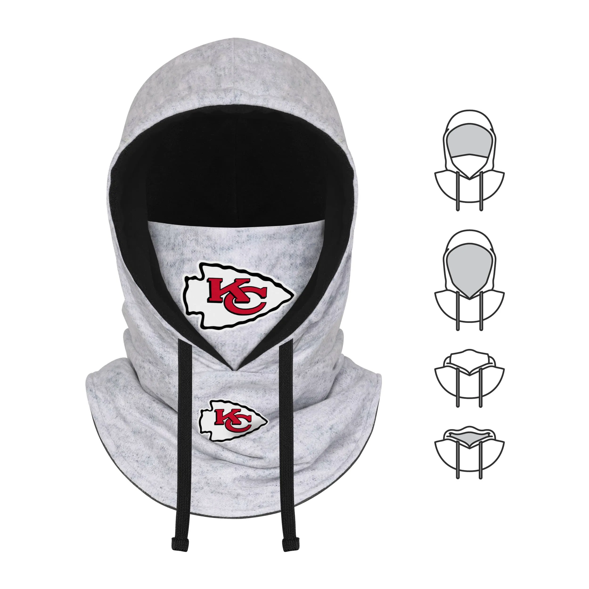 Kansas City Chiefs NFL Heather Gray Drawstring Hooded Gaiter Scarf