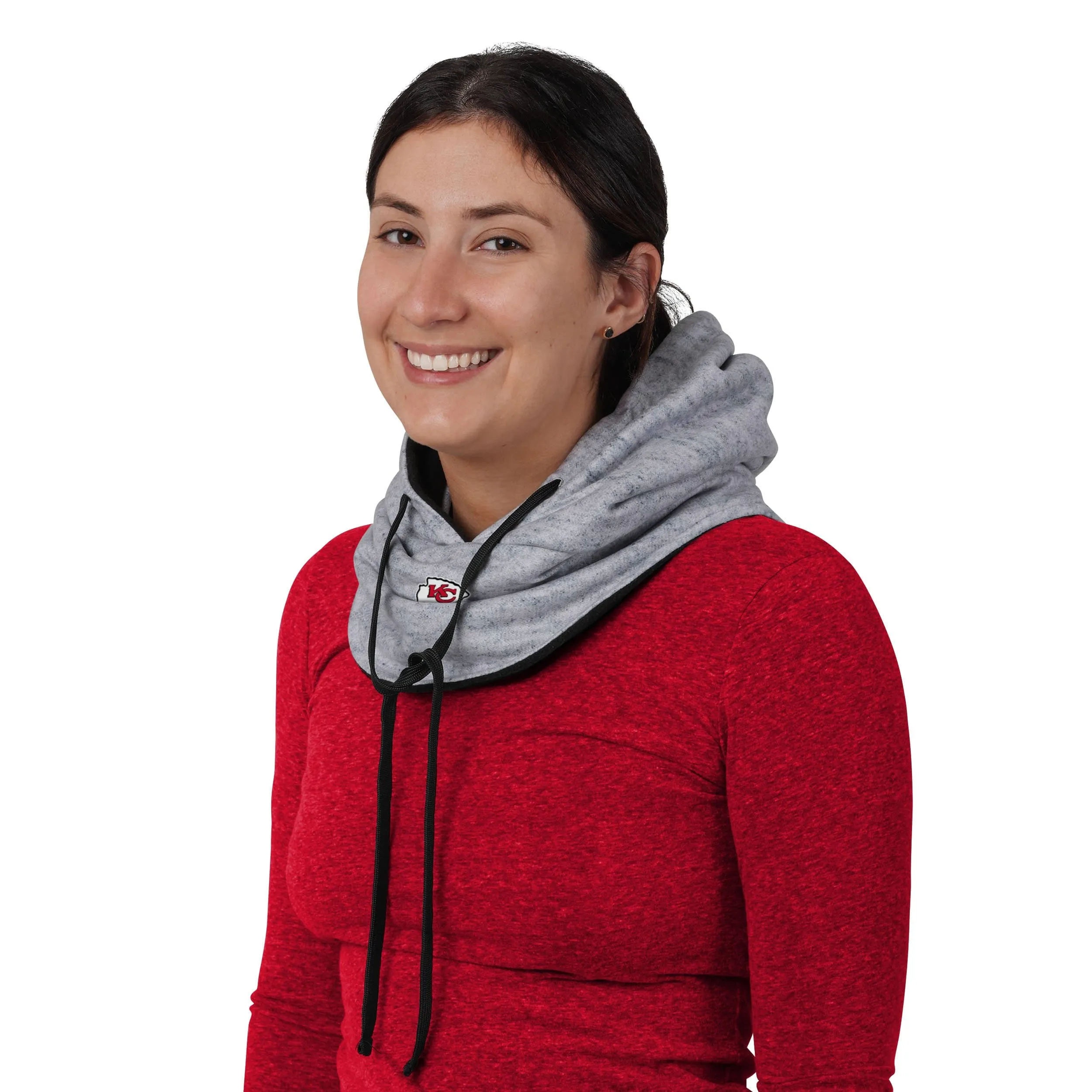 Kansas City Chiefs NFL Heather Gray Drawstring Hooded Gaiter Scarf