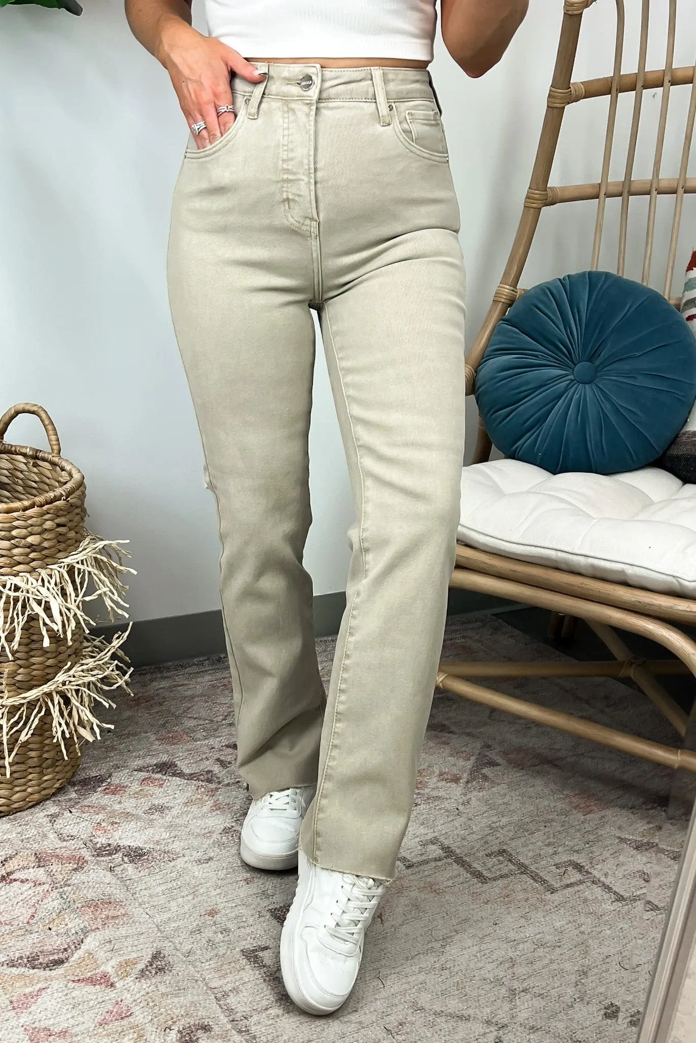 Keilah High Rise Tummy Control Straight Leg Jeans - FINAL SALE