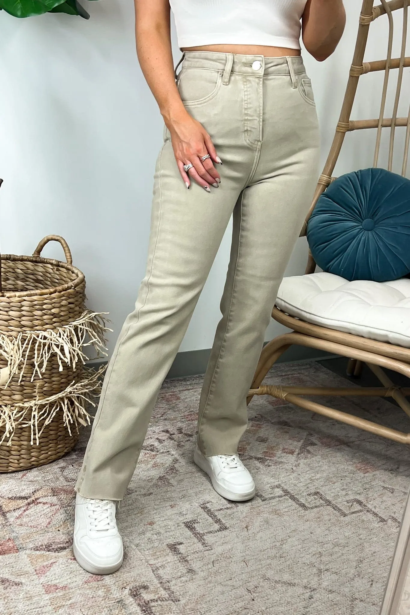 Keilah High Rise Tummy Control Straight Leg Jeans - FINAL SALE