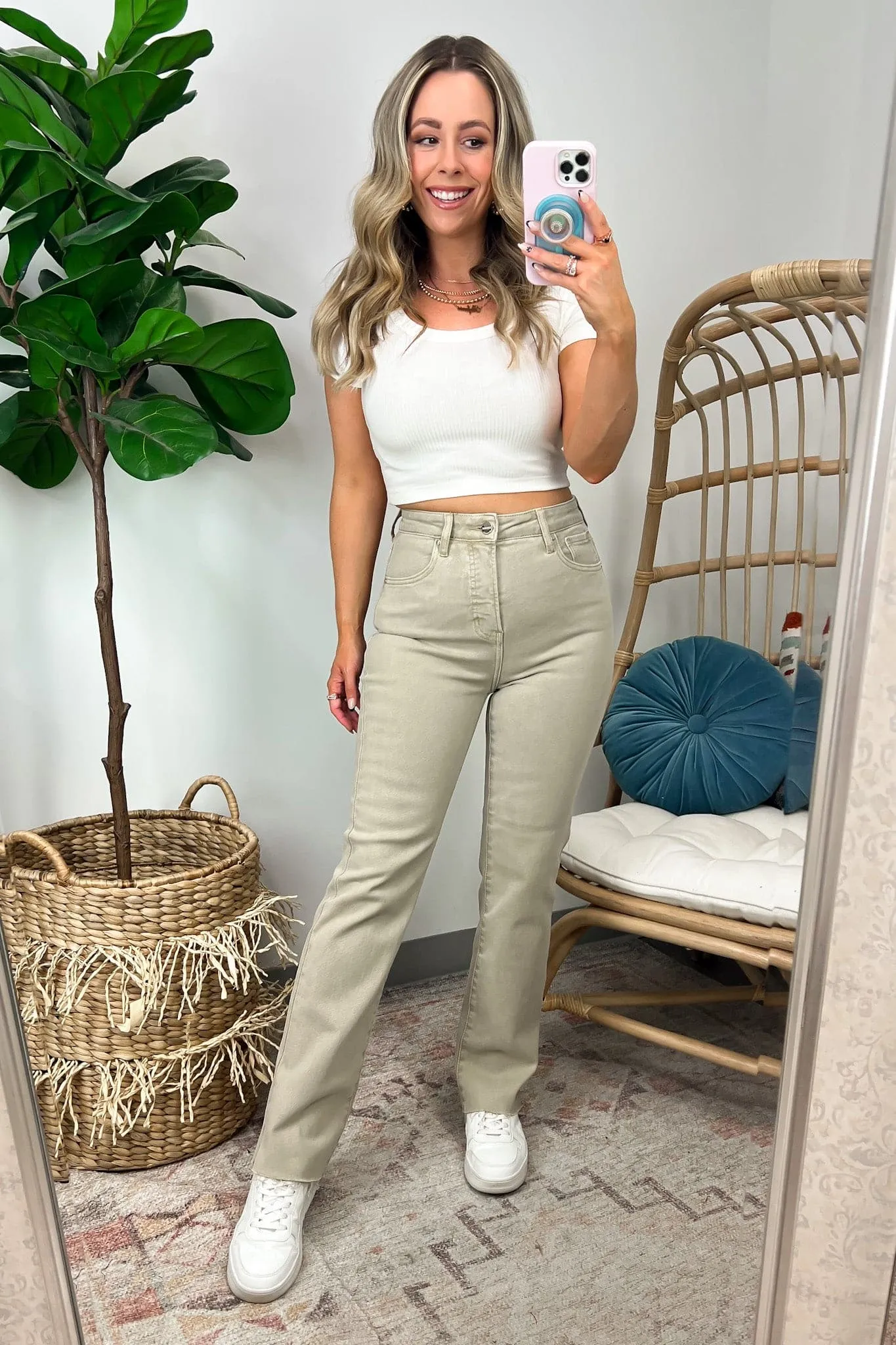 Keilah High Rise Tummy Control Straight Leg Jeans - FINAL SALE