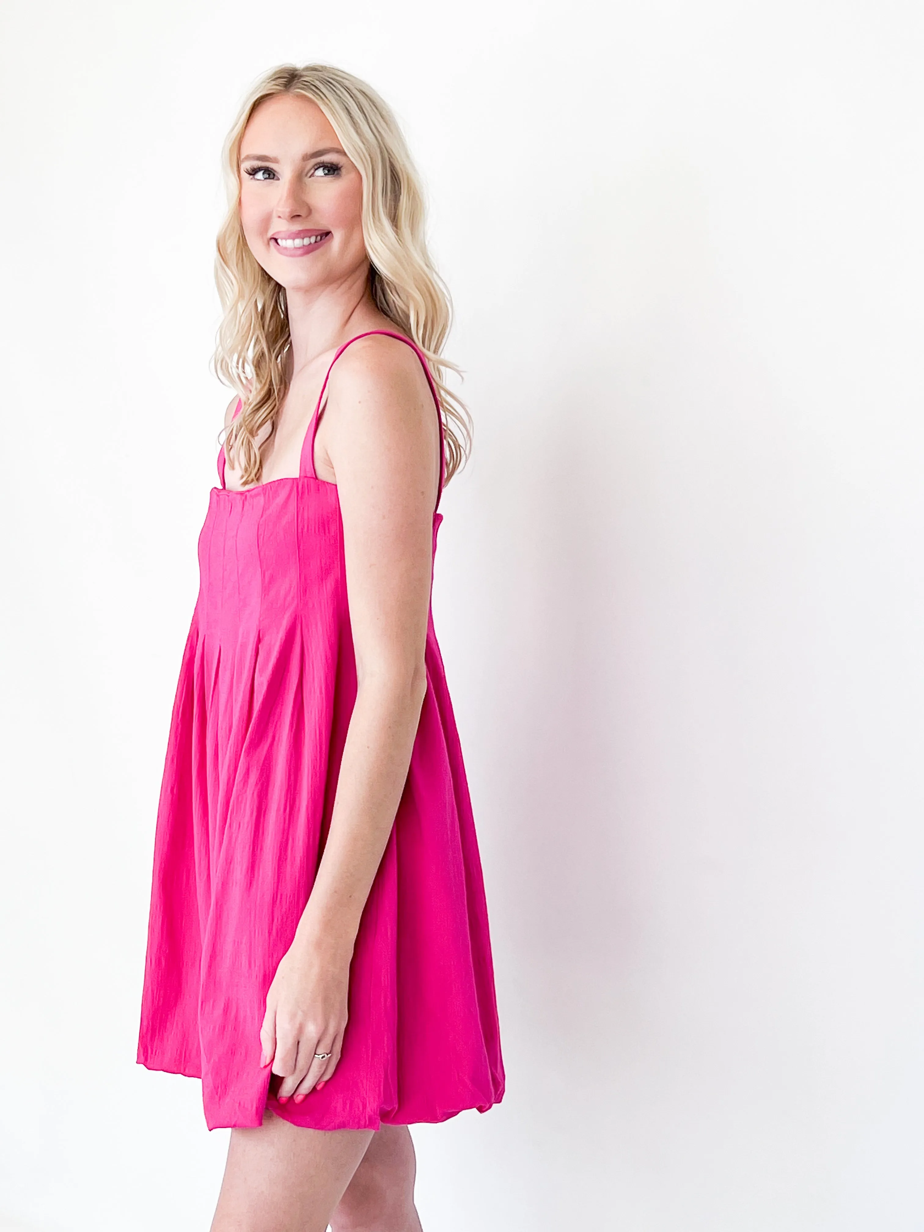 Kelsey - Pleated Balloon Mini Dress