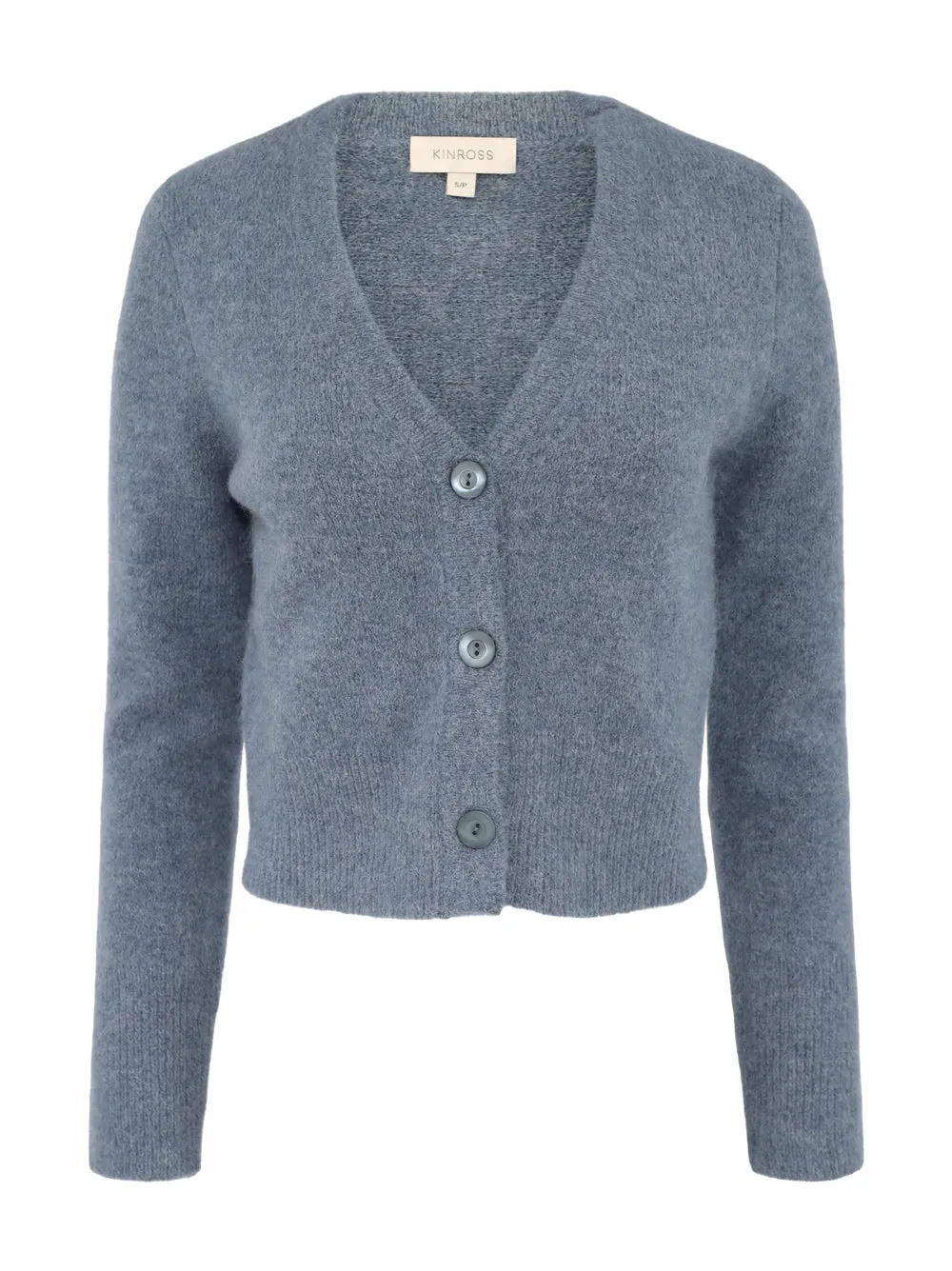 Kinross Cashmere Crop Cardigan in Bluestone