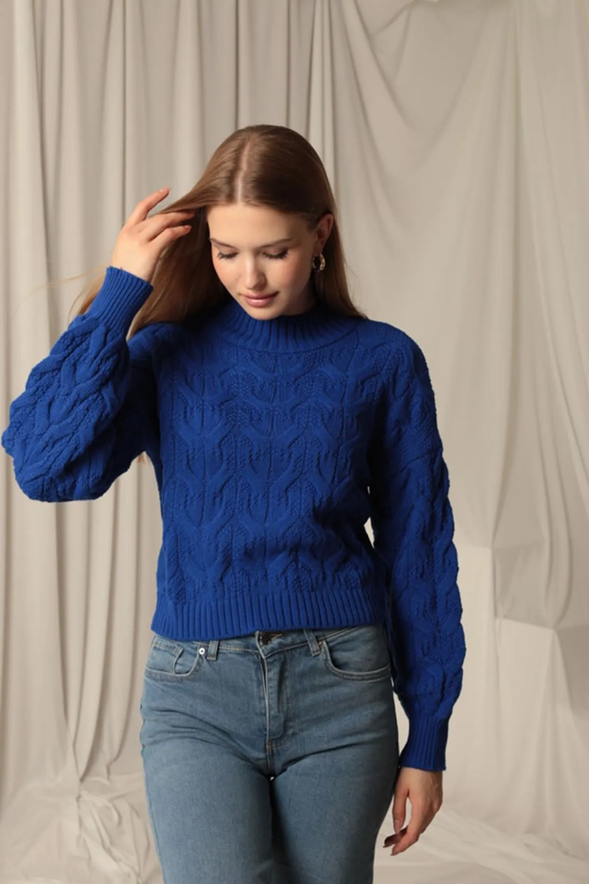 KKT Knitwear Fabric Knit Detailed Women's Sweater - Velbert