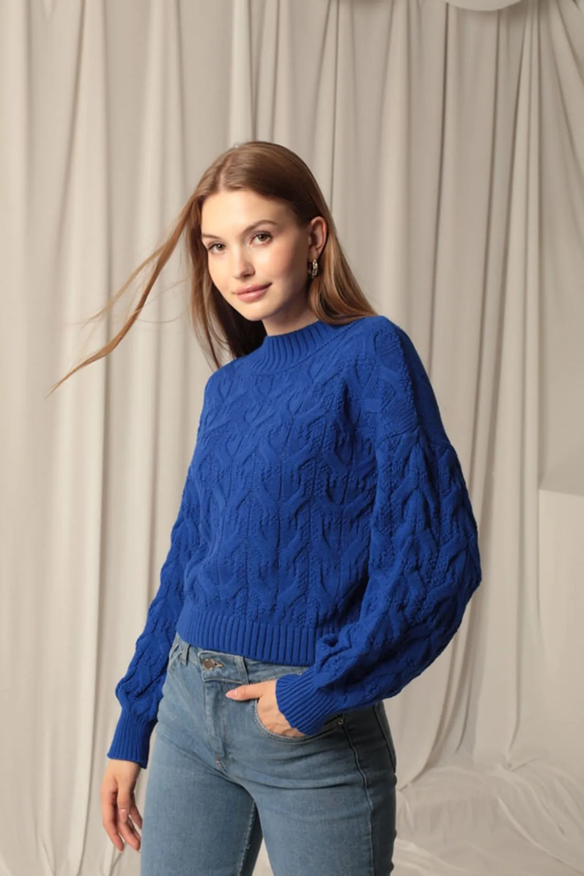 KKT Knitwear Fabric Knit Detailed Women's Sweater - Velbert