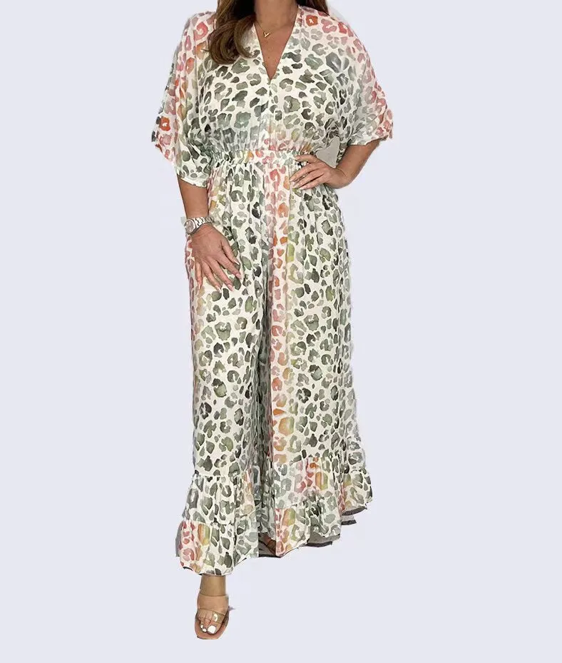 🔥LAST DAY PROMOTION- 48% OFF💃2024 NEW STYLE V-neck Leopard print Dress 💝