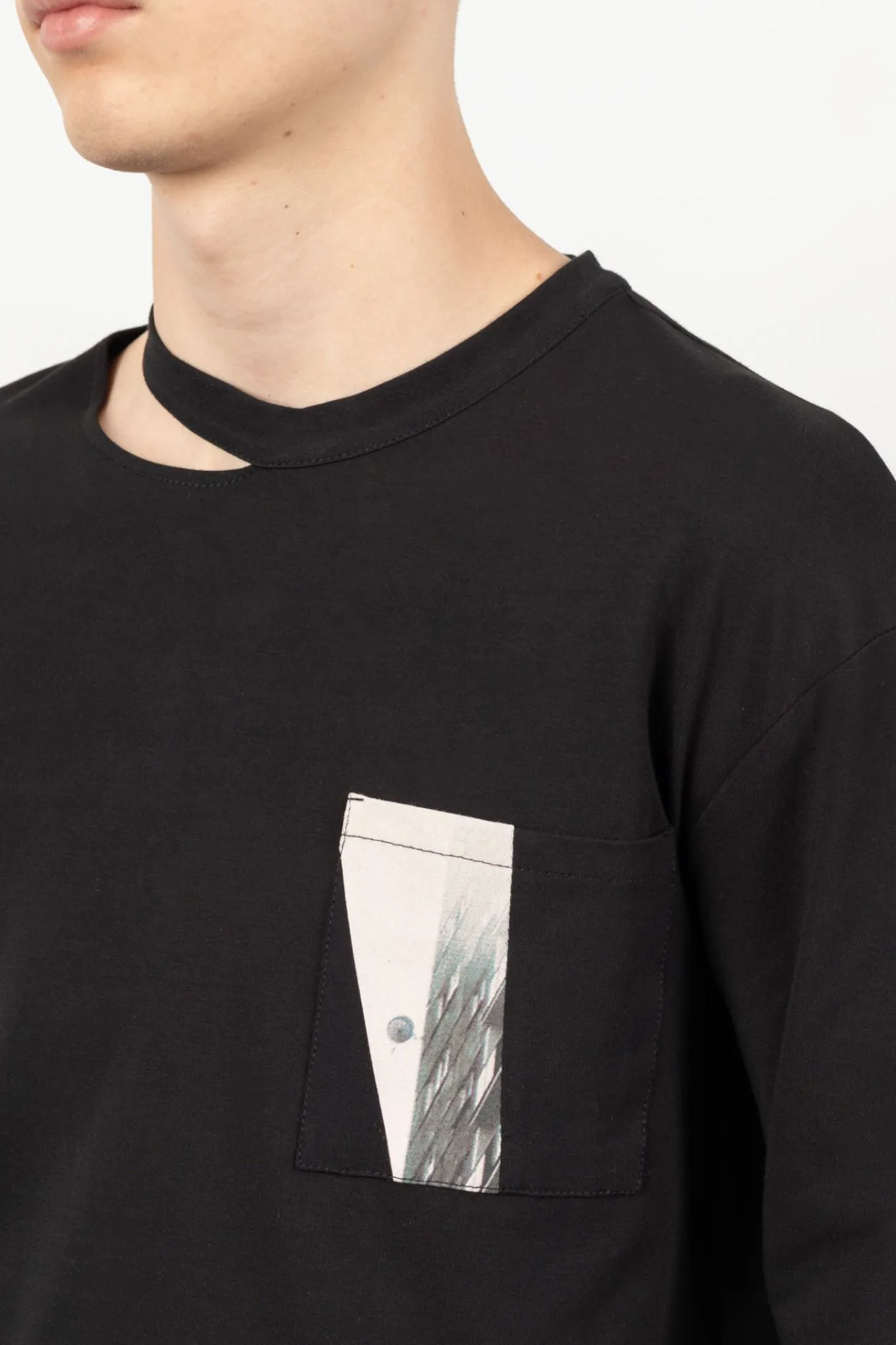Line Long Sleeve Brutalism Pocket Tee