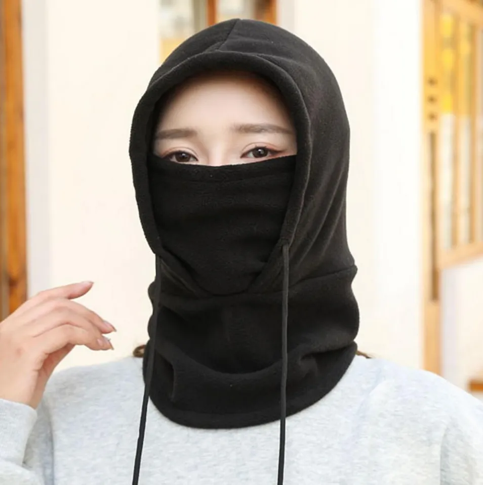 Lined fleece ski balaclava motorcycle neckerchief cold   UV face mask - Black