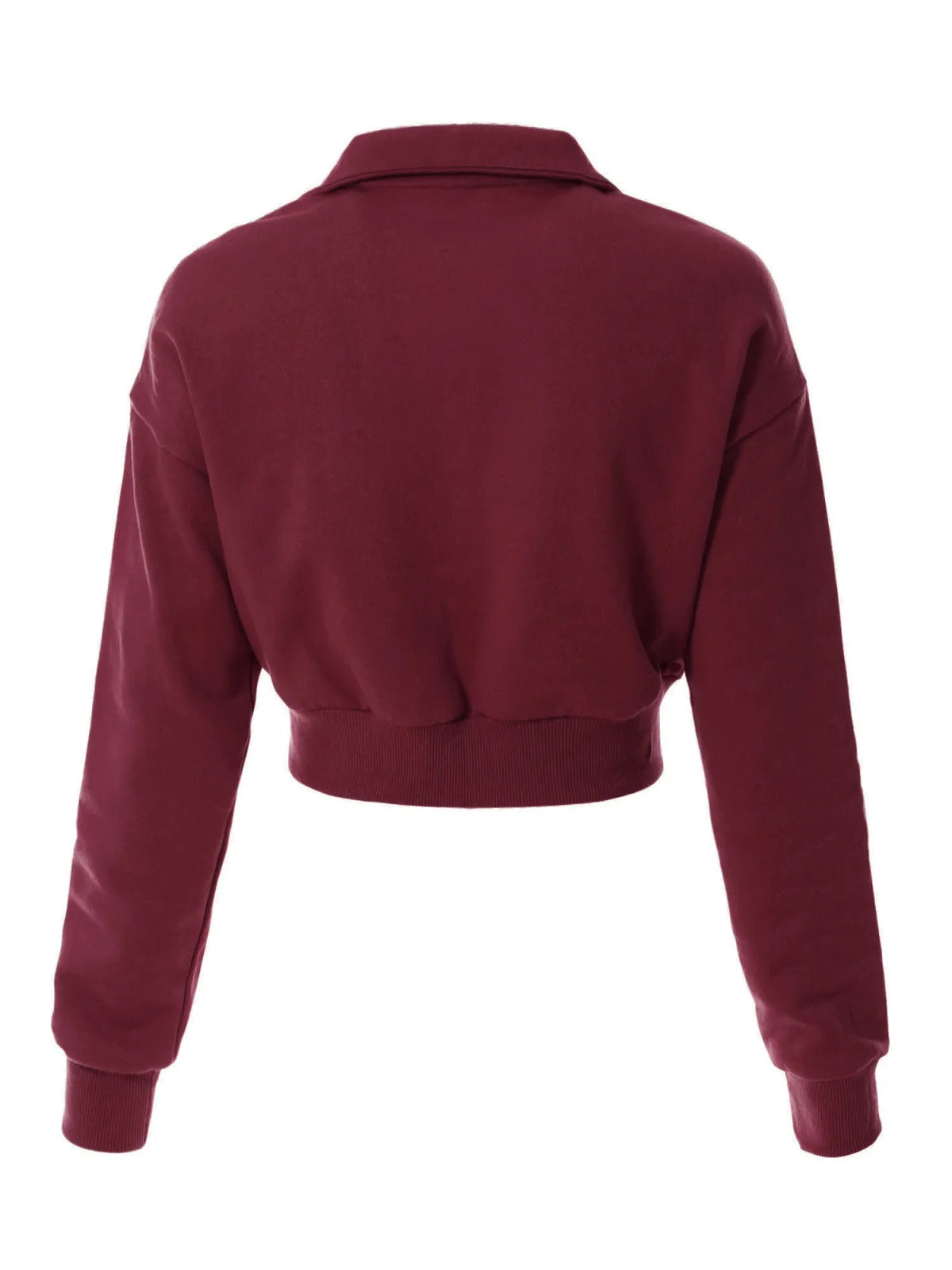 Long Sleeve Half Zip Up Crop Sweatshirt Top