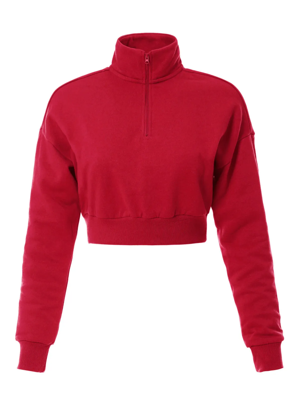 Long Sleeve Half Zip Up Crop Sweatshirt Top