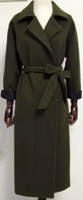 Long Wool Coat in Army Green