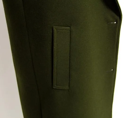 Long Wool Coat in Army Green