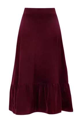 Mahtab Velvet Skirt - Burgundy by Rosewater House