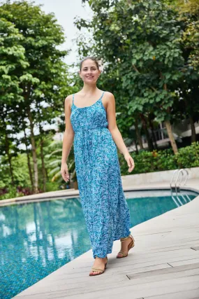 Maxi with belt - Blooming Blue