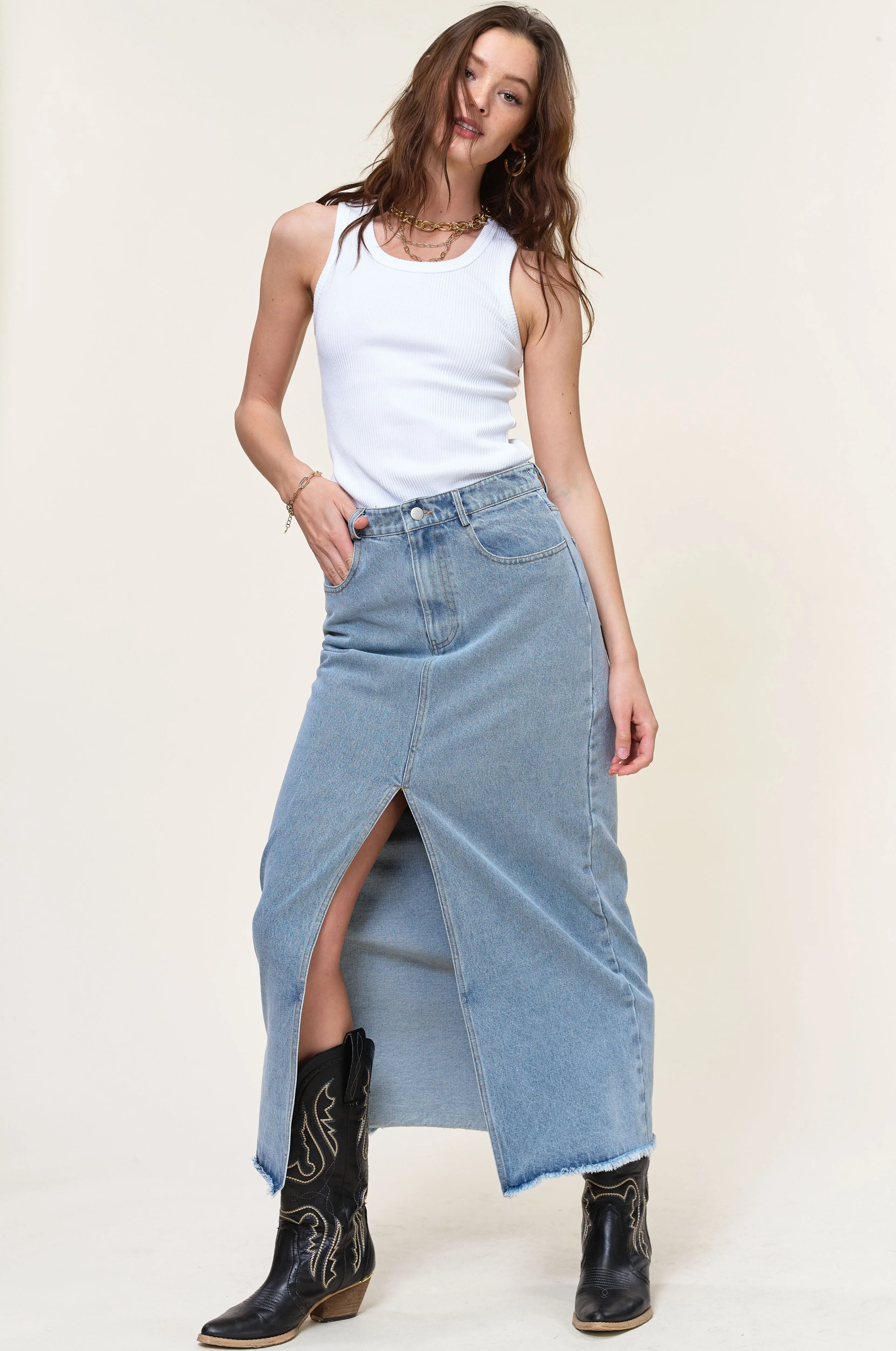 Mendoza Denim Midi Skirt