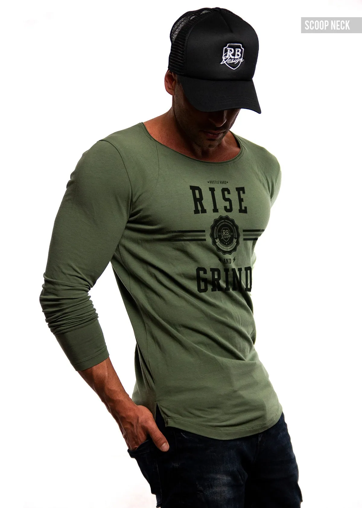 Mens Long Sleeve T-shirt "Rise and Grind" MD908