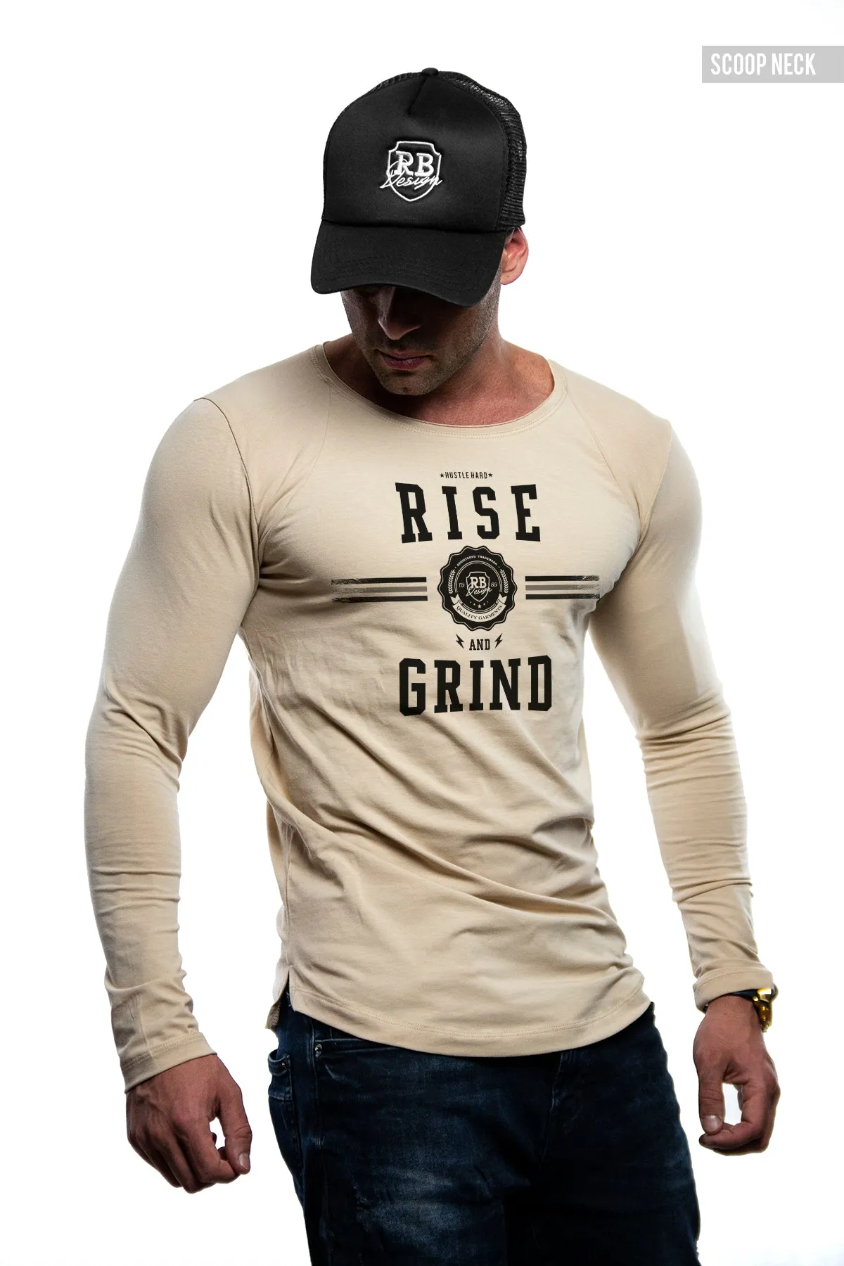 Mens Long Sleeve T-shirt "Rise and Grind" MD908