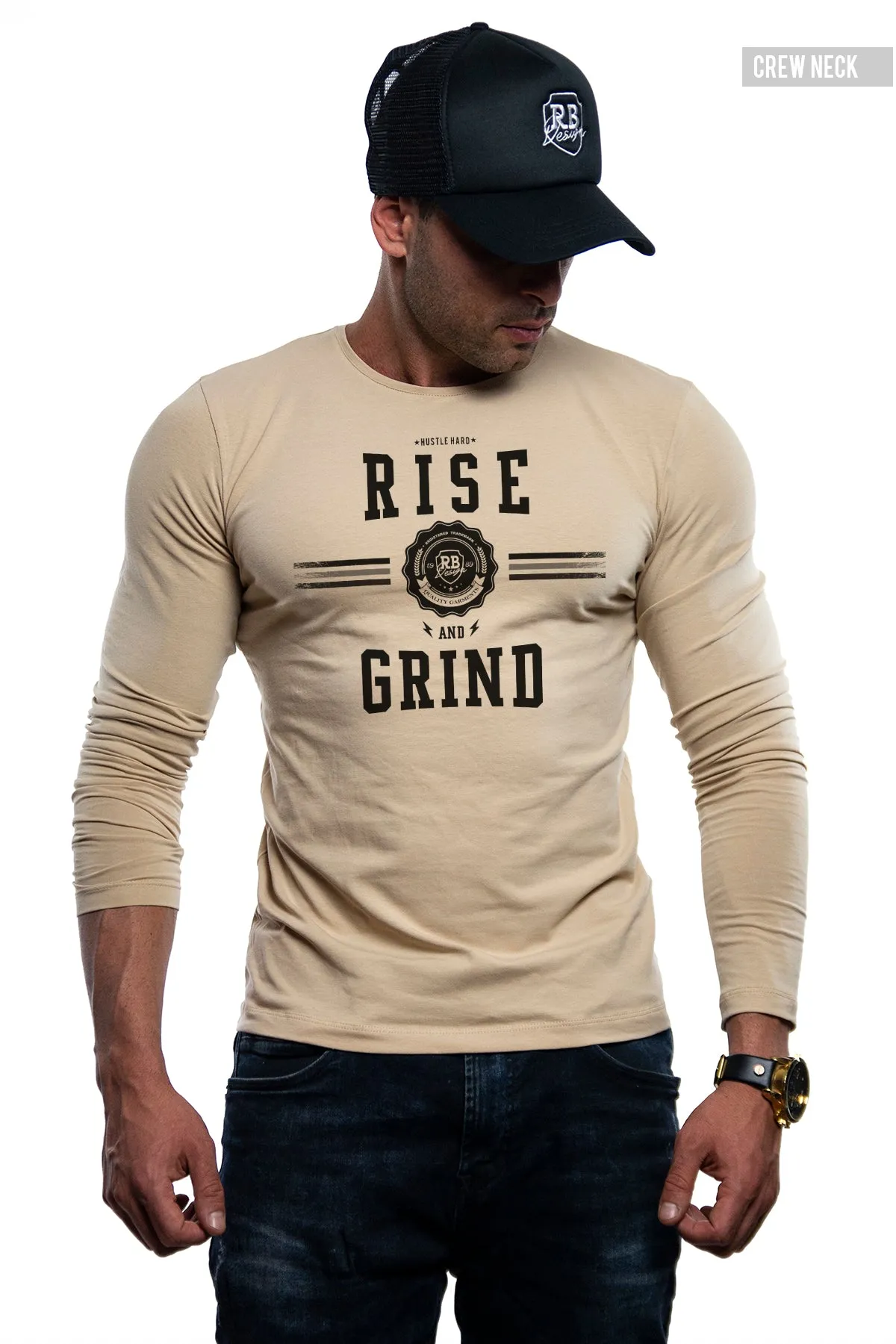 Mens Long Sleeve T-shirt "Rise and Grind" MD908