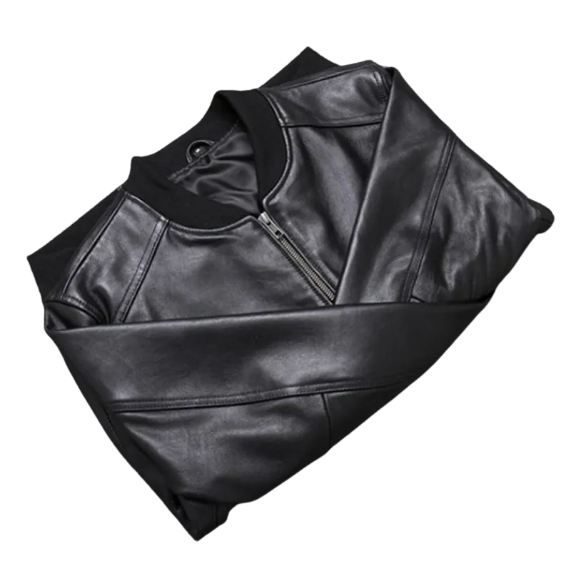 Mens Stylo Genuine Lambskin Leather Bomber Jacket