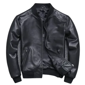 Mens Stylo Genuine Lambskin Leather Bomber Jacket