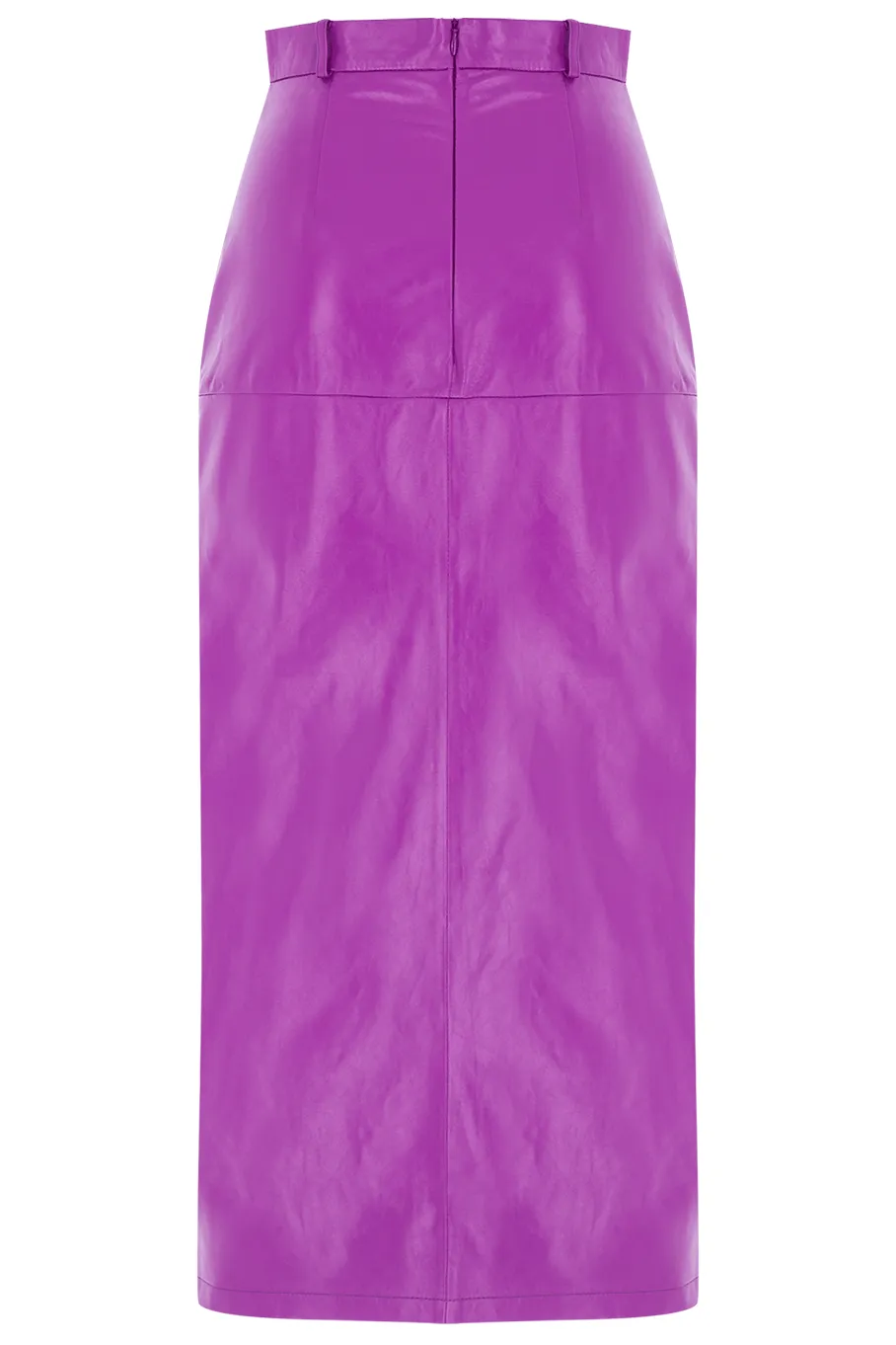 Midi Slit Leather Skirt