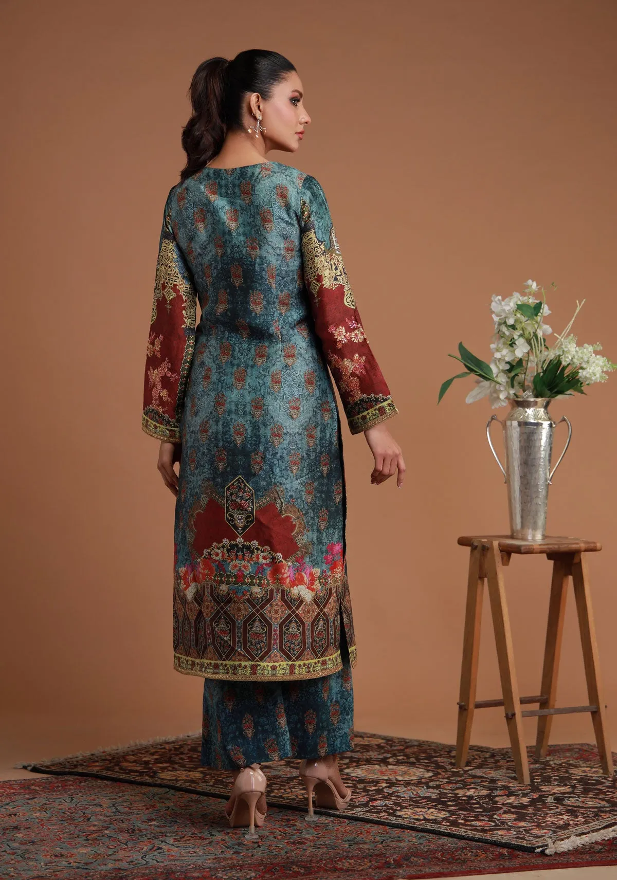 Mughal Inspired Shirt Tie Dye with Printed Pants