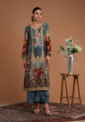Mughal Inspired Shirt Tie Dye with Printed Pants