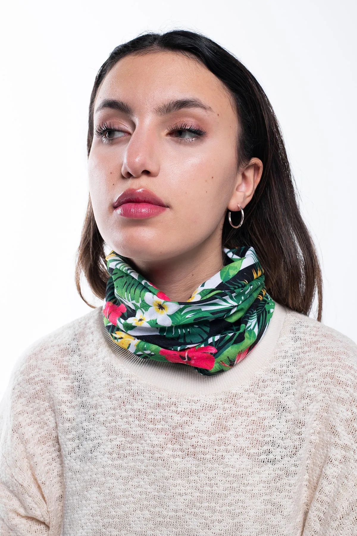 Multi Purpose Neck Scarf - Floral Stripes