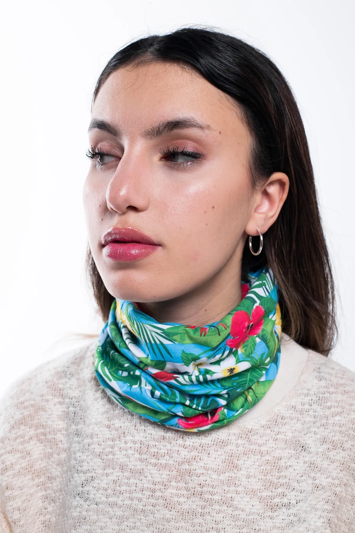 Multi Purpose Neck Scarf - Floral Stripes