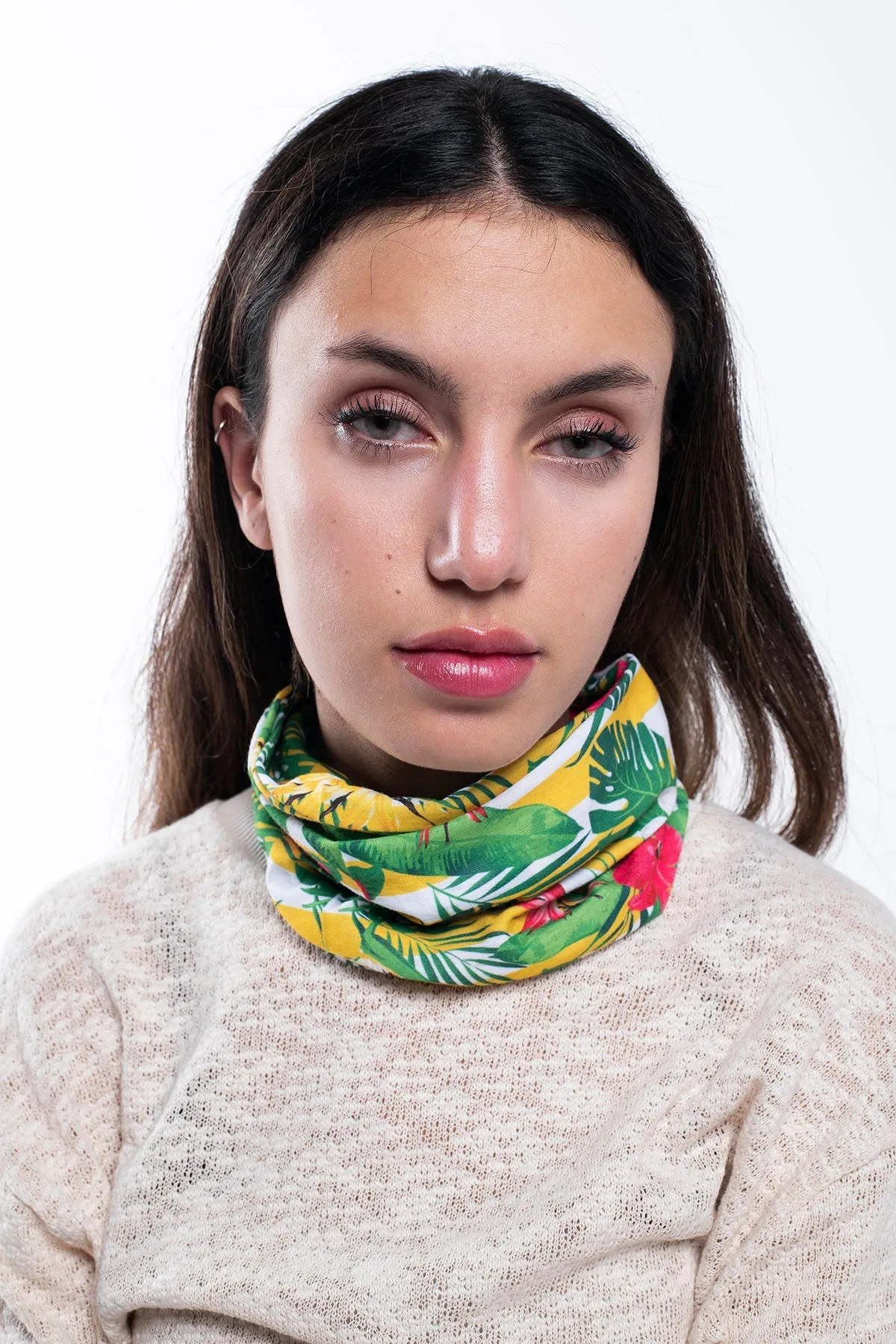 Multi Purpose Neck Scarf - Floral Stripes