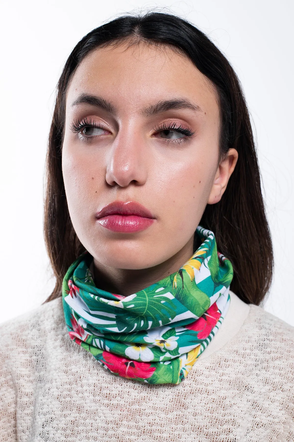 Multi Purpose Neck Scarf - Floral Stripes