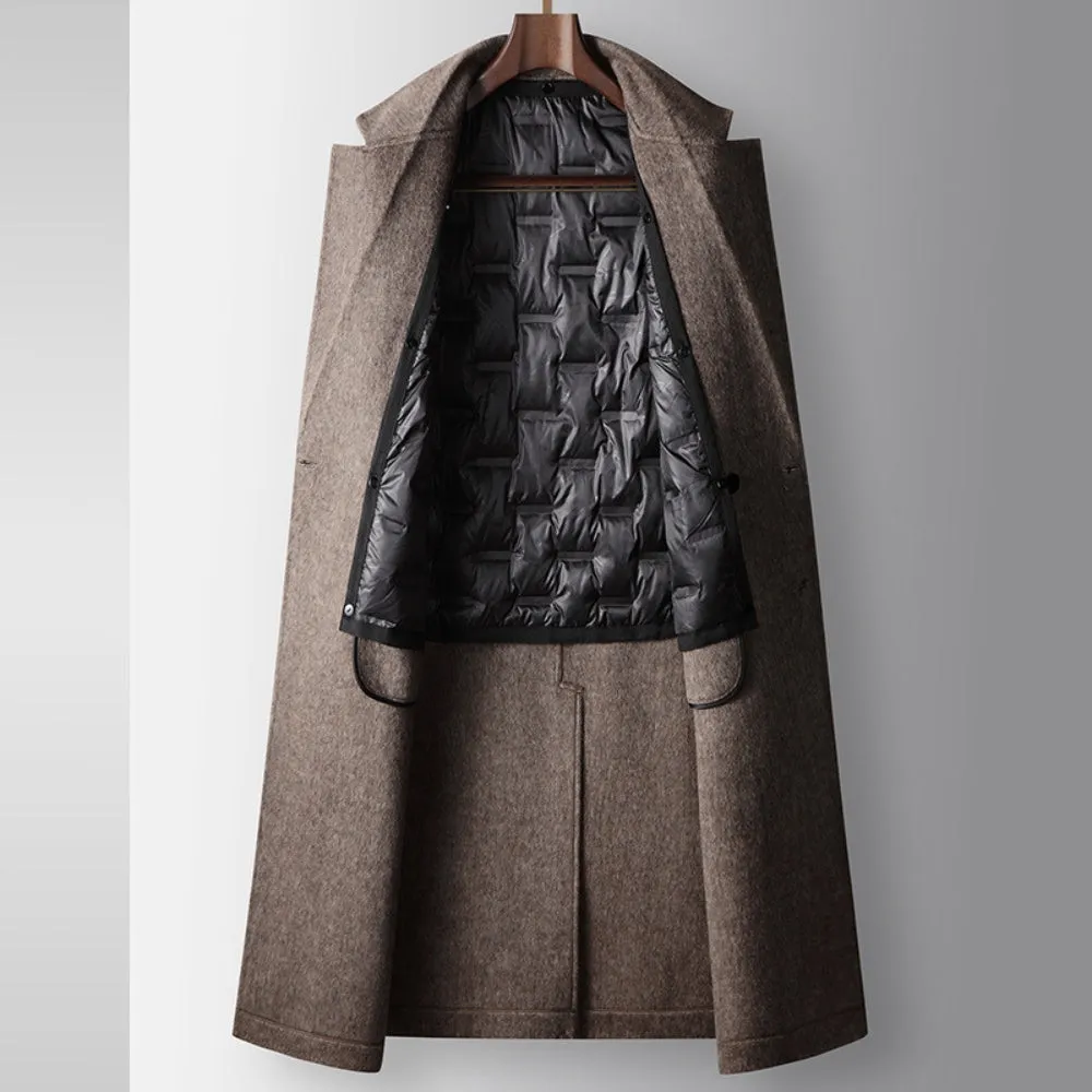 MV Double-Breasted Knee-Length Woolen Coat