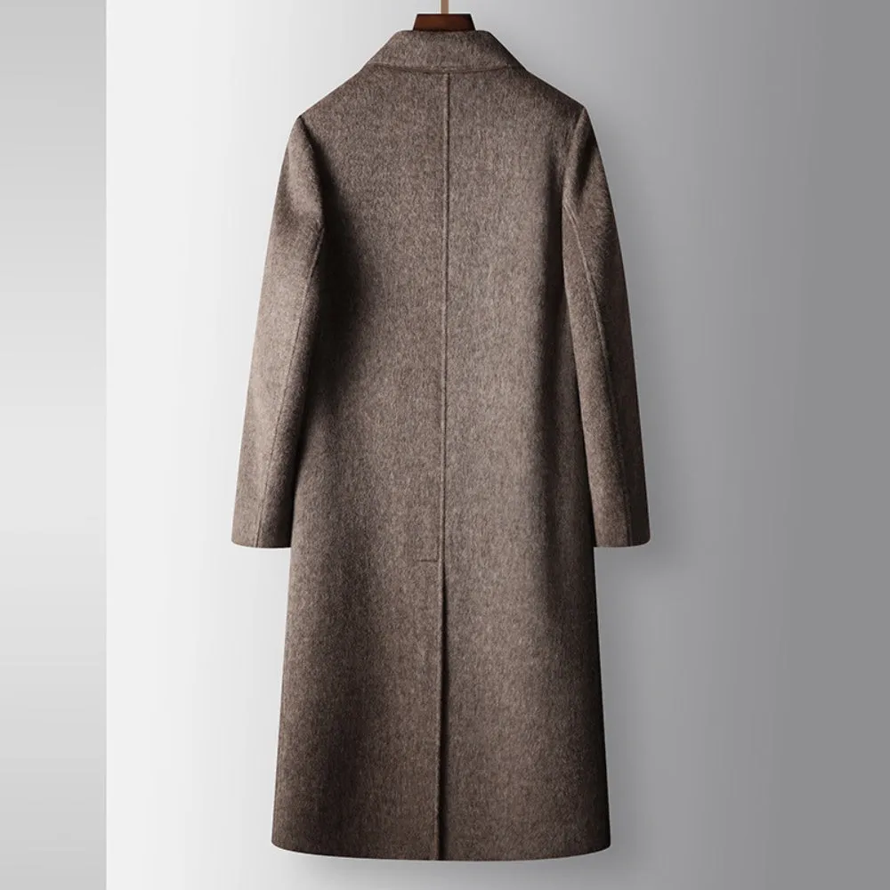 MV Double-Breasted Knee-Length Woolen Coat