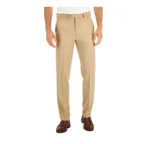 Nautica Mens Slim fit Dress Pants 34 / 30 Beige Solid