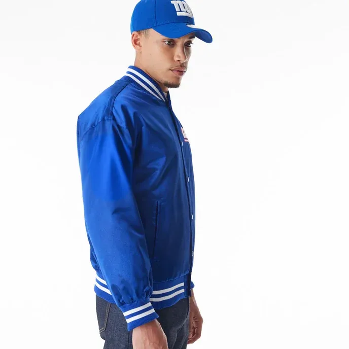 New York Giants Blue Satin Bomber Jacket For Men and Women