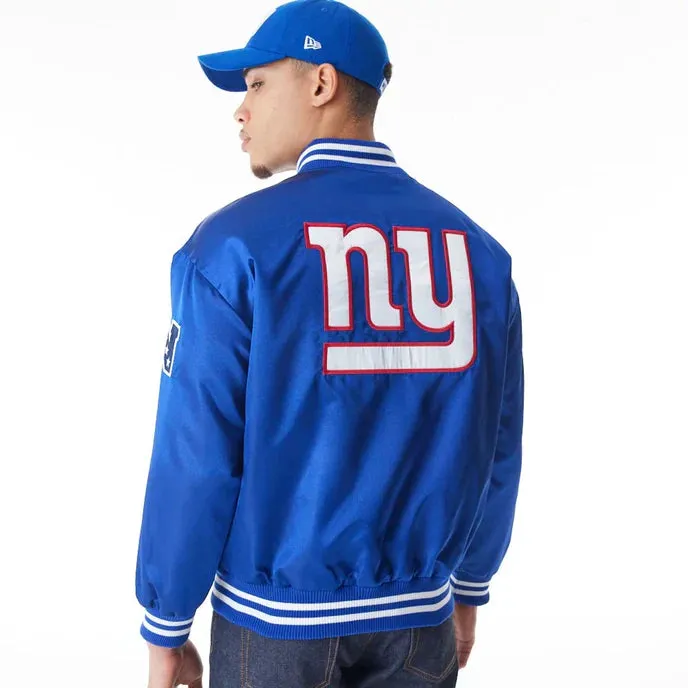 New York Giants Blue Satin Bomber Jacket For Men and Women