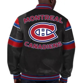 NHL Montreal Canadiens Multicolor Leather Pregame Jacket by TJS