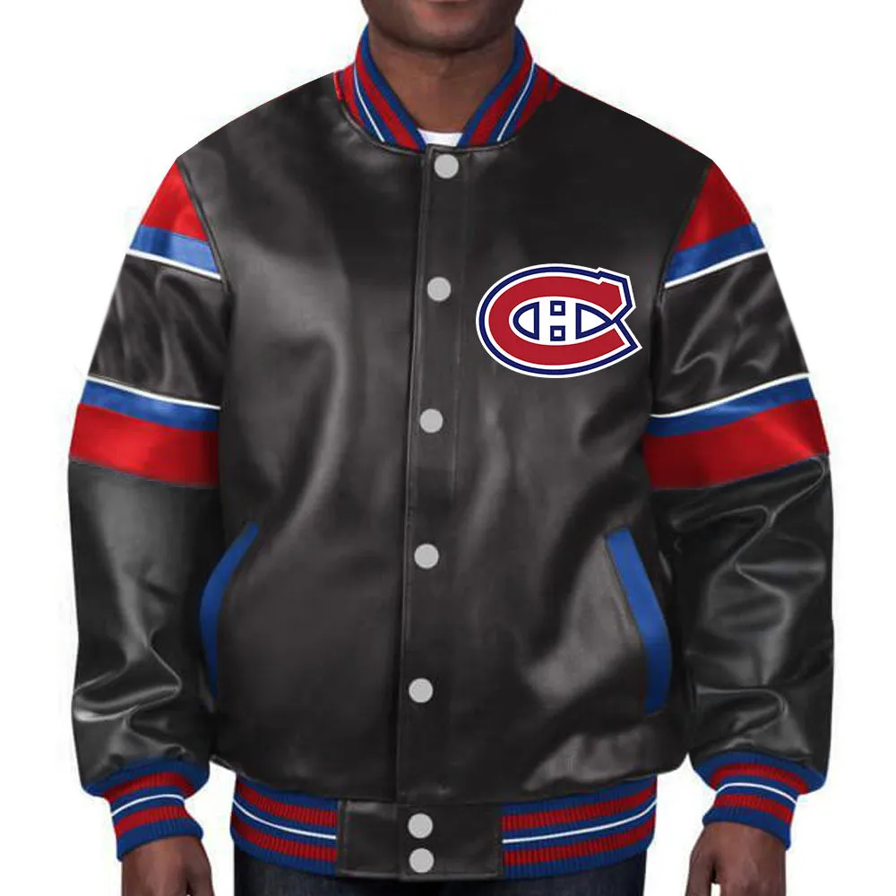 NHL Montreal Canadiens Multicolor Leather Pregame Jacket by TJS