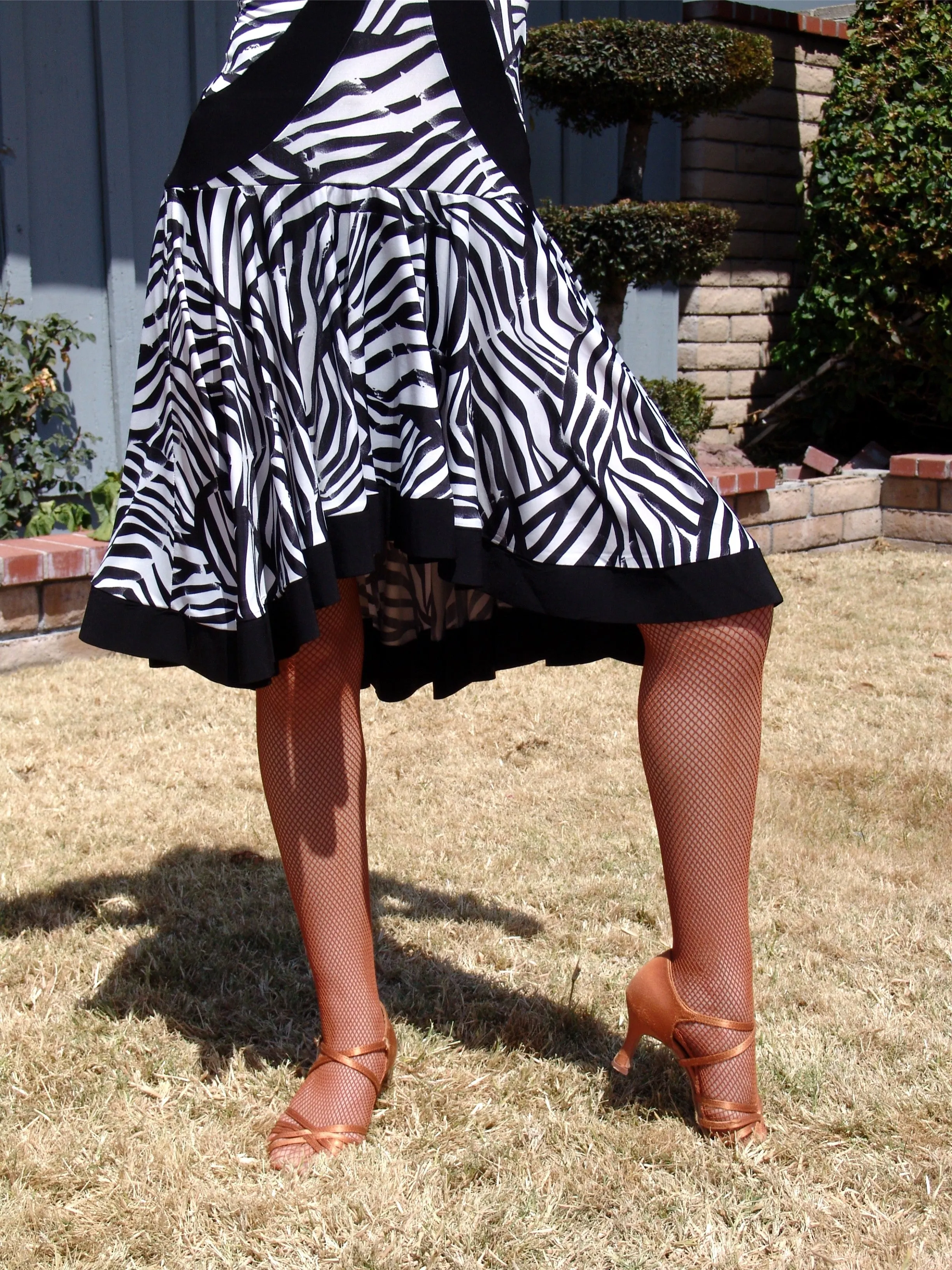 NUG 00755 Black and White Zebra Print Pattern Latin Dress