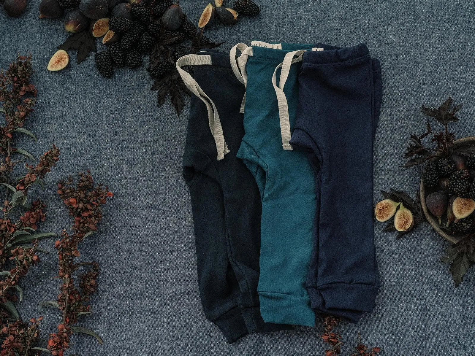organic cotton drawstring leggings - azure