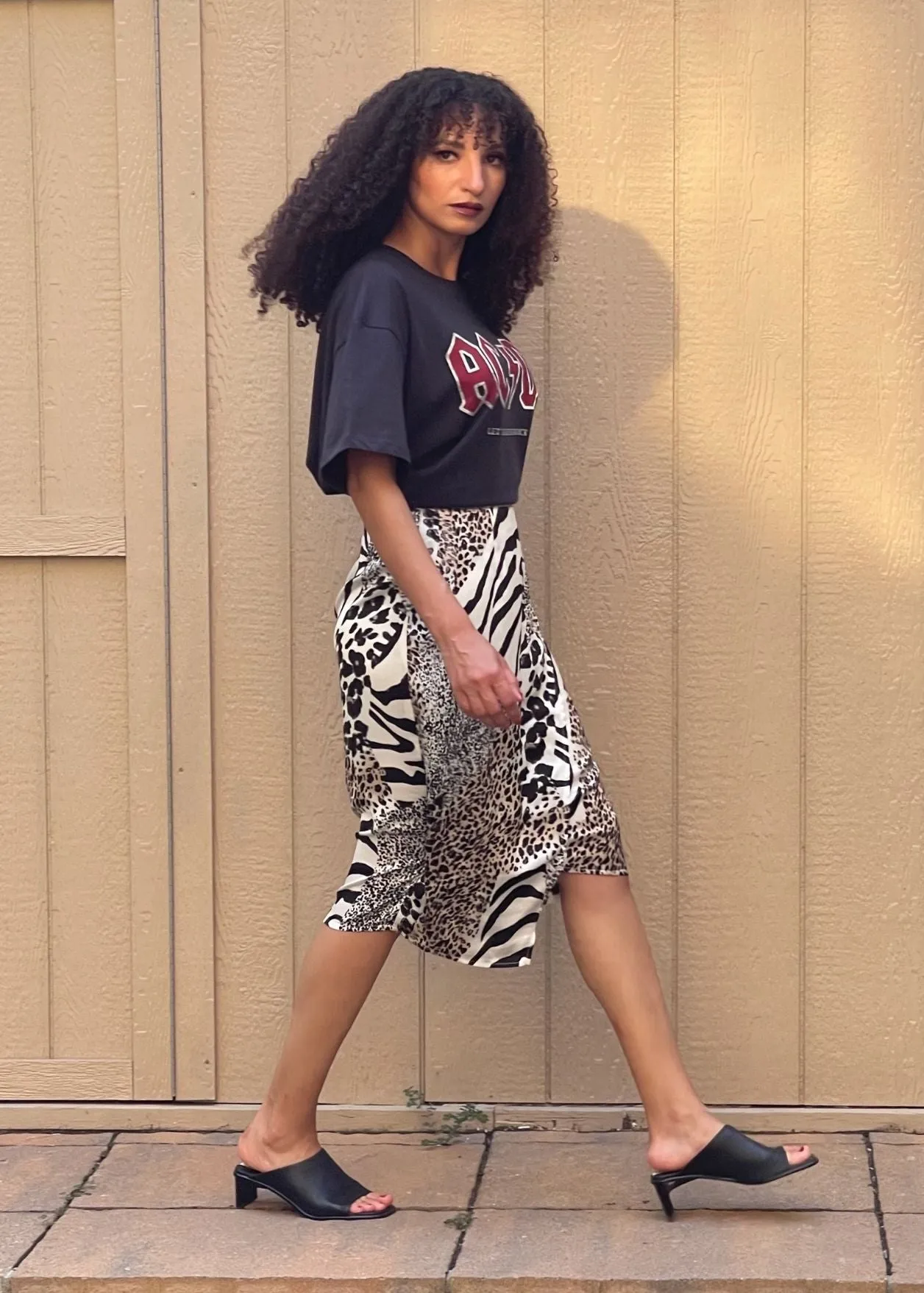 Petite Animal Print Wrap Midi Skirt