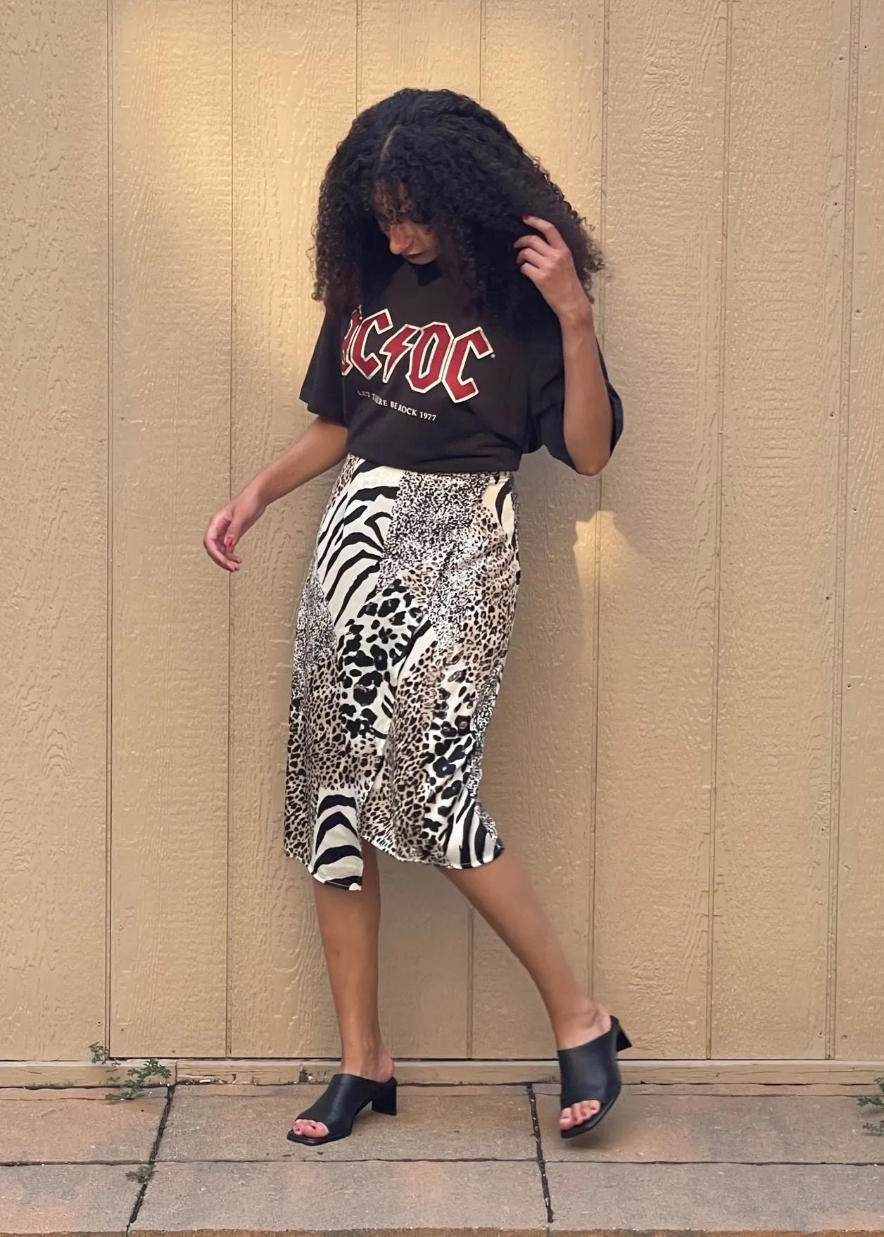 Petite Animal Print Wrap Midi Skirt
