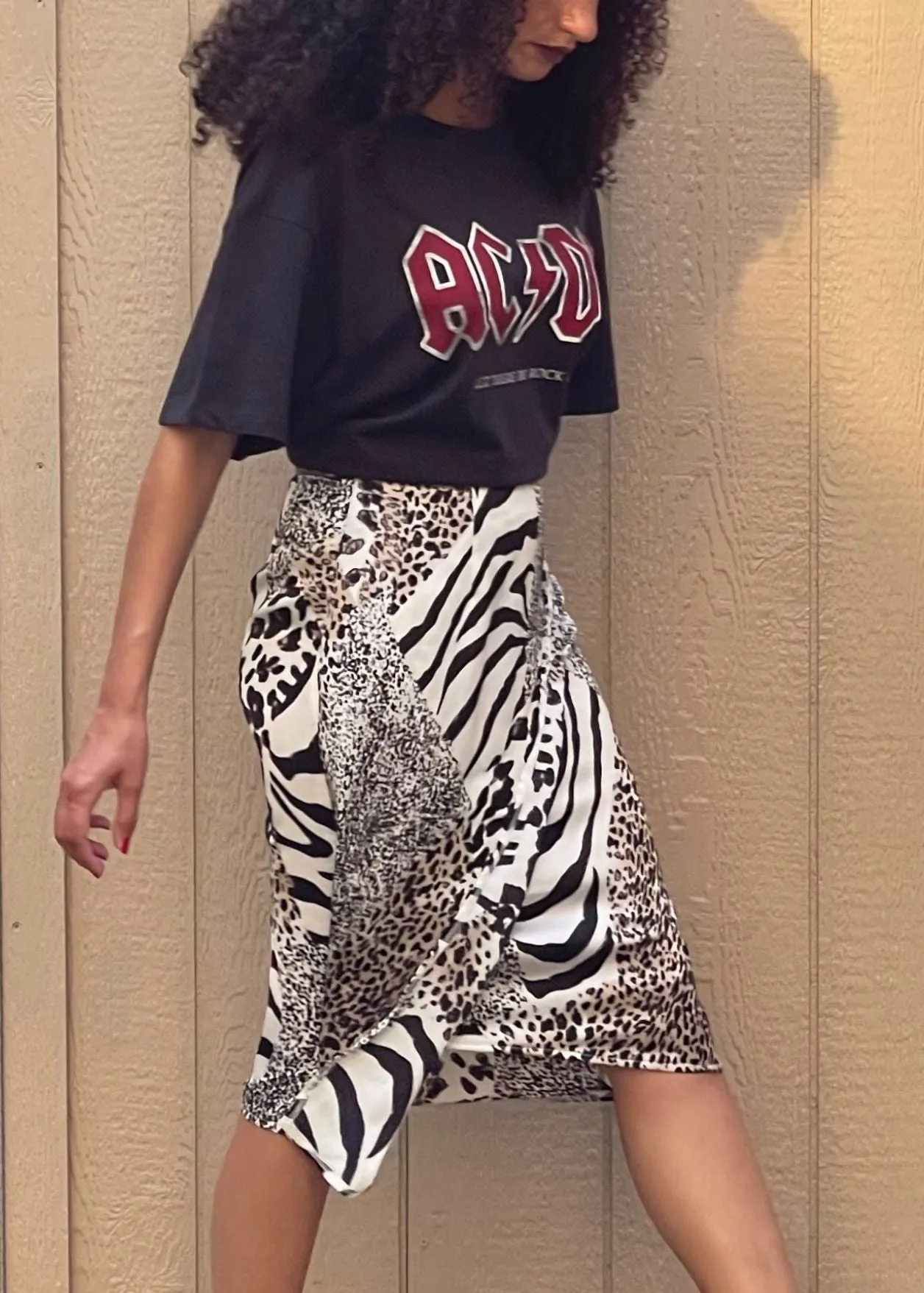 Petite Animal Print Wrap Midi Skirt